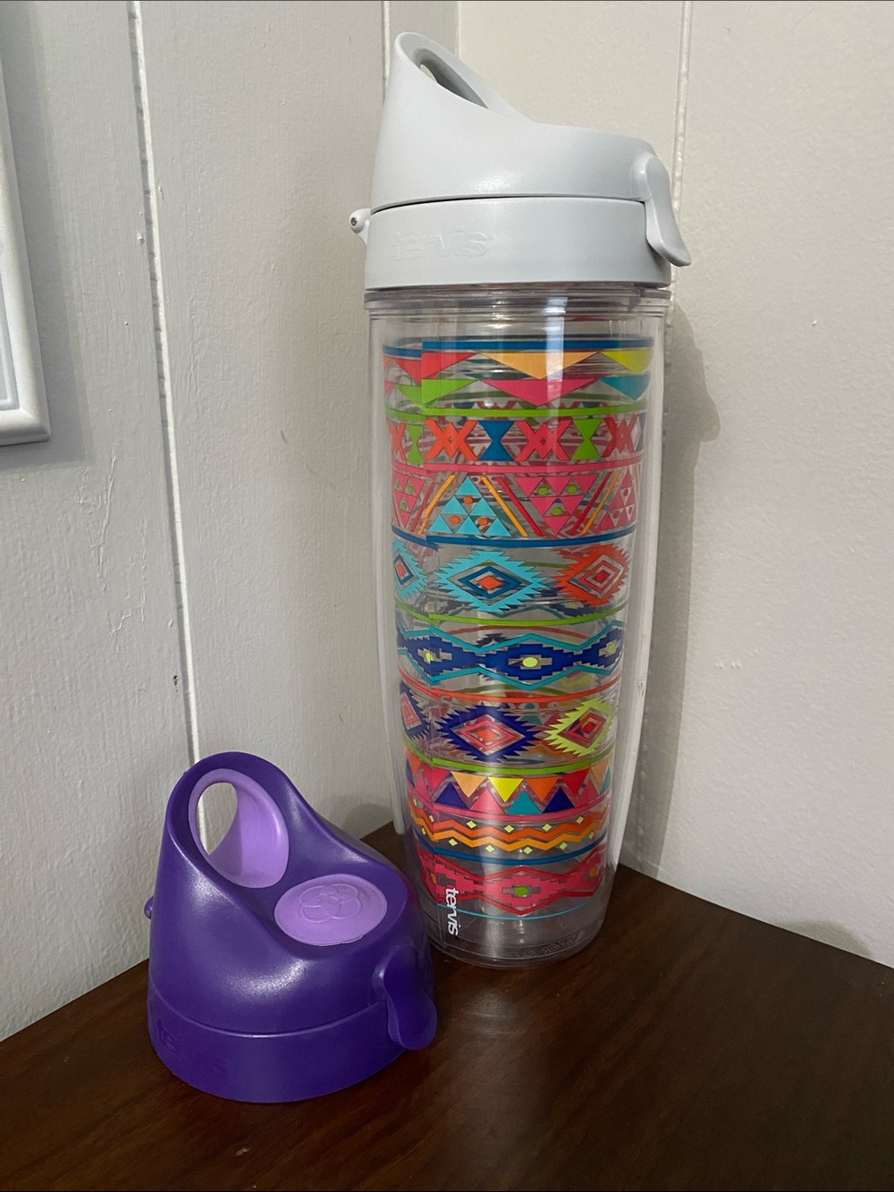 tervis Tribal Aztec Pattern Tumbler - Grey Lid with Multicolor Sleeve